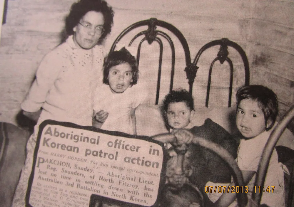 Press clipping reporting on an Aboriginal officer in Korean patrol action.