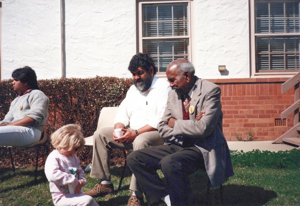 A gathering in a backyard.