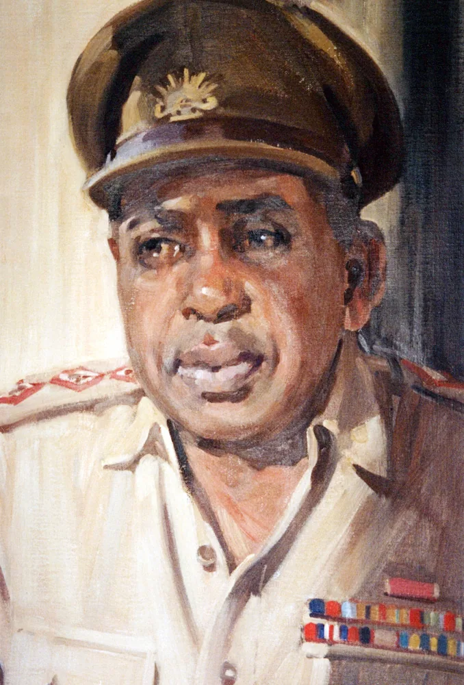Painted portrait of an officer in uniform.