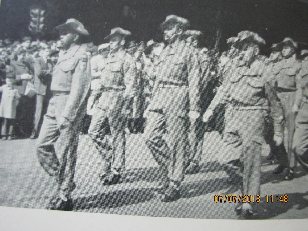 Soldiers marching in formation.