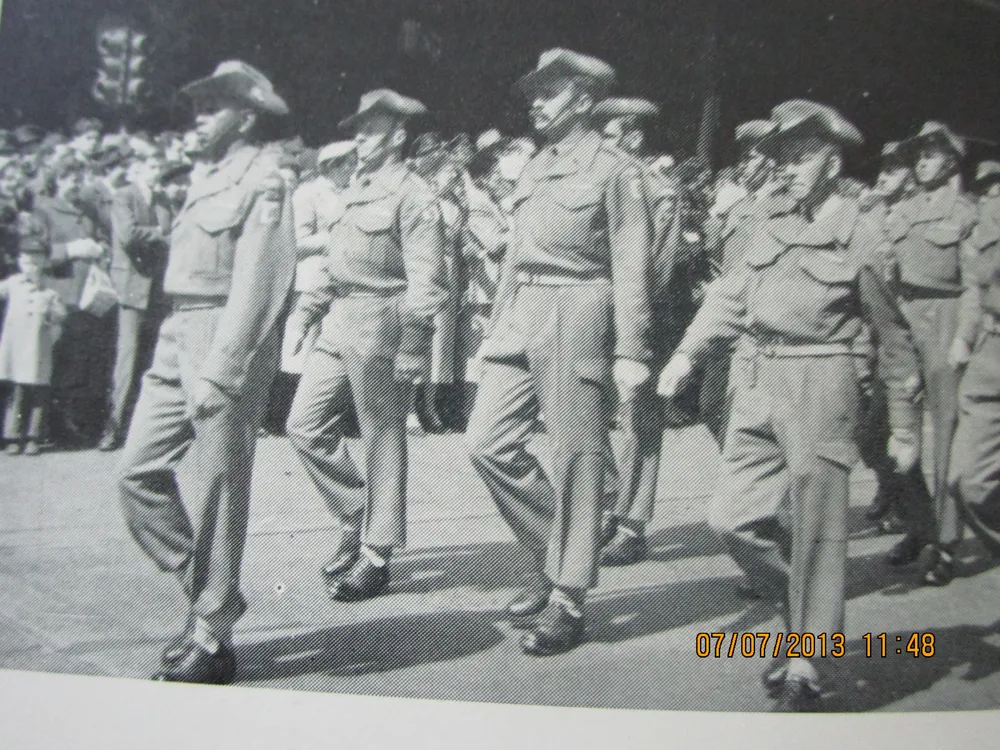 Soldiers marching in formation.