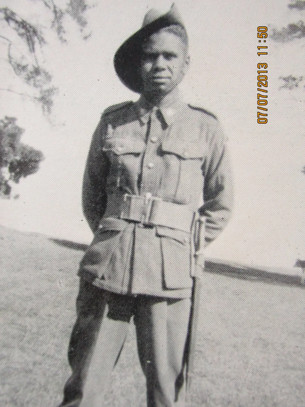 A soldier in a slouch hat.